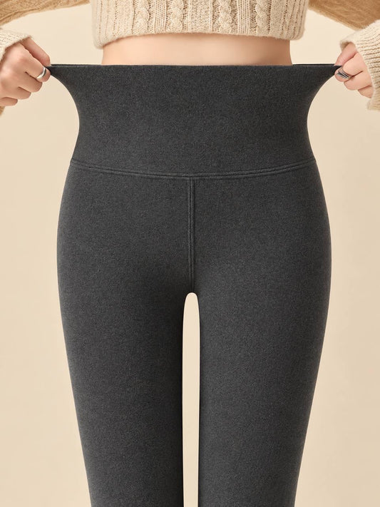 High Waisted Slim Fit Leggings With Wide Waistband – Dark Grey